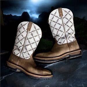 Twisted X Women Lite Cowboy Western Work Boot Sz 8B Alloy Toe Bomber White READ